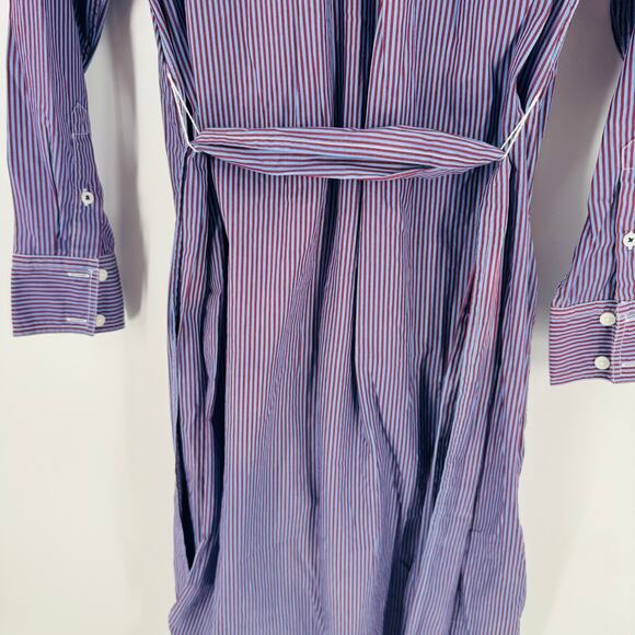 J. Crew Striped Cotton Poplin Shirt Dress Classic Fit Belted Button Front Sz 4 - Picture 5 of 9